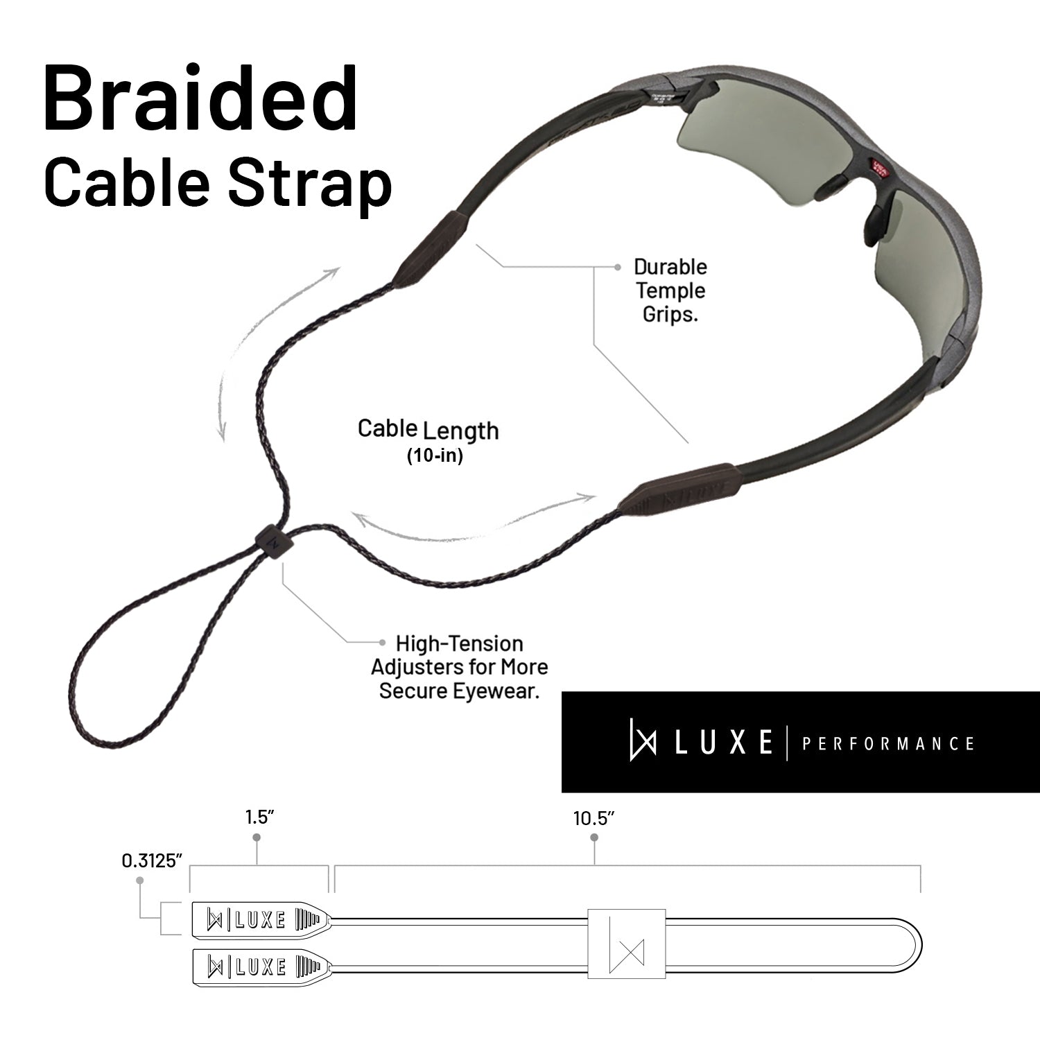 Luxe Performance Braided Eyewear Cable Strap