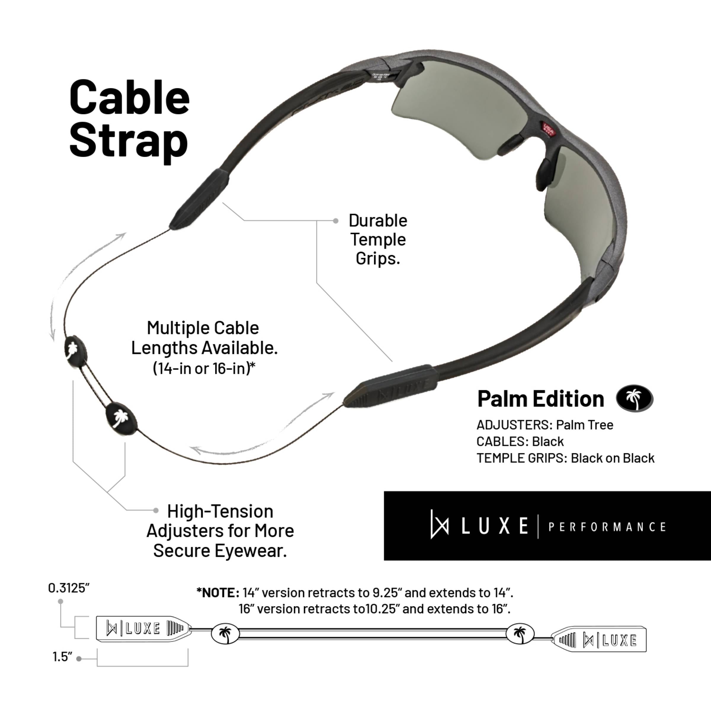 Luxe Performance Eyewear Cable Strap Palm Tree 14"