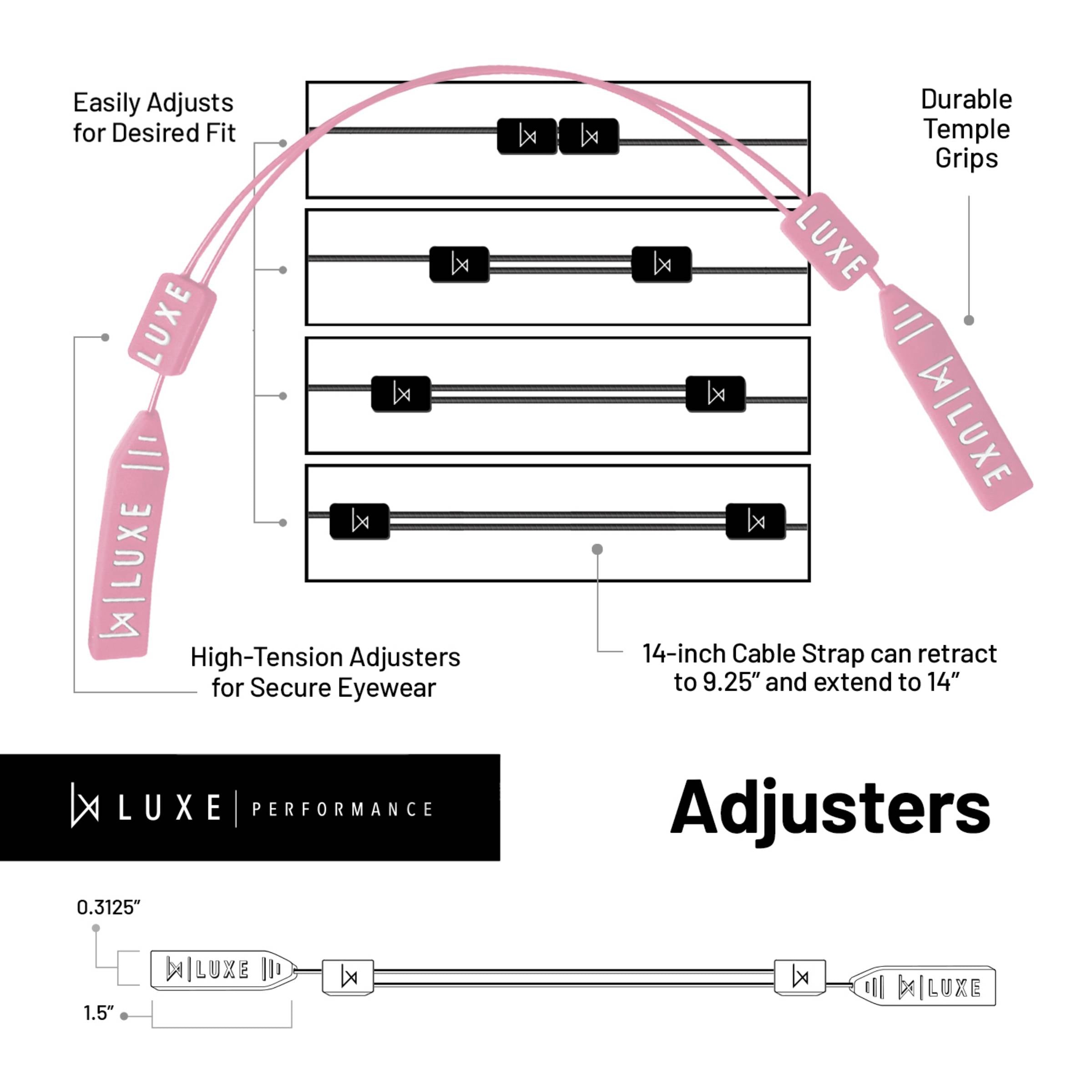 Luxe Performance Eyewear Cable Strap Pink 14"