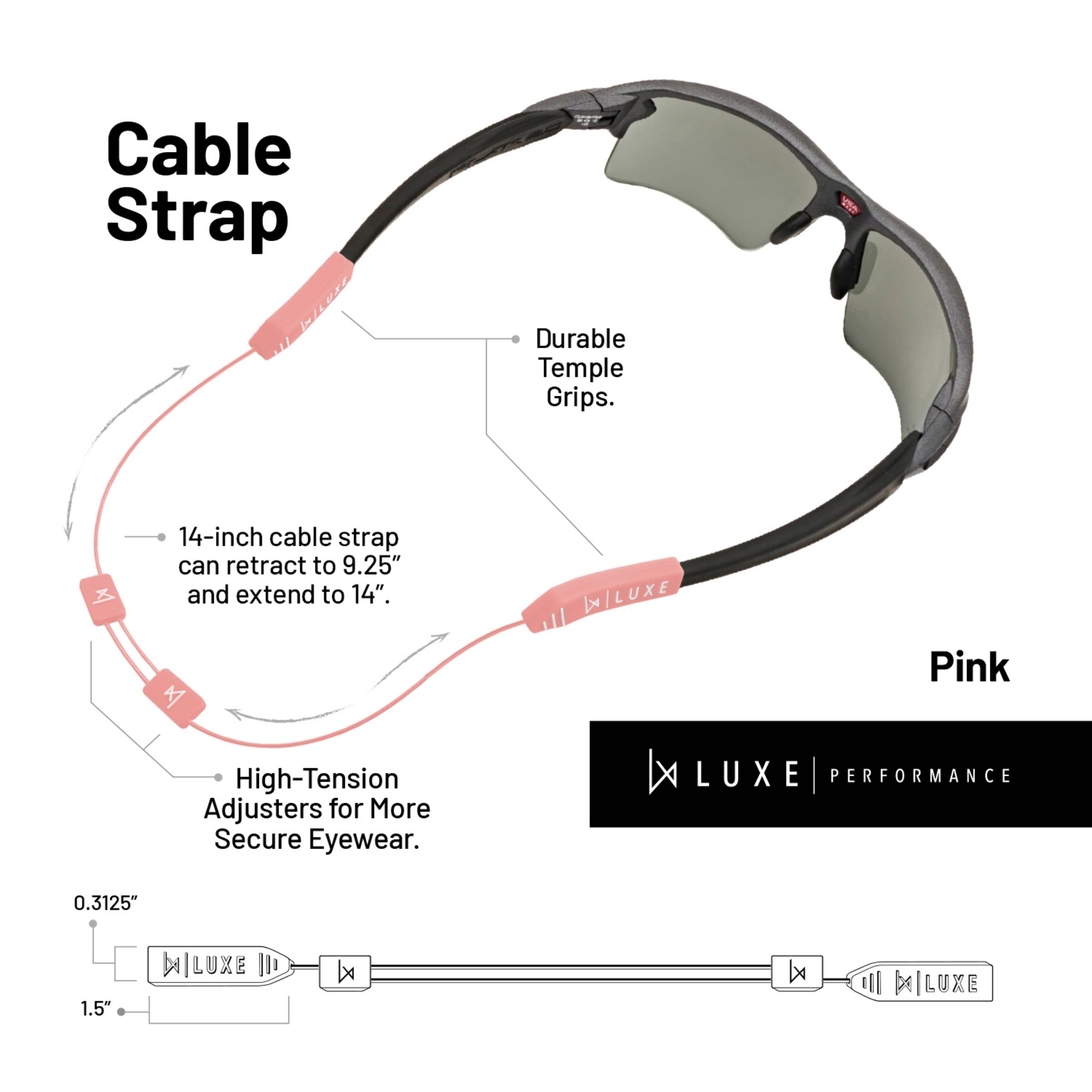 Luxe Performance Eyewear Cable Strap Pink 14"