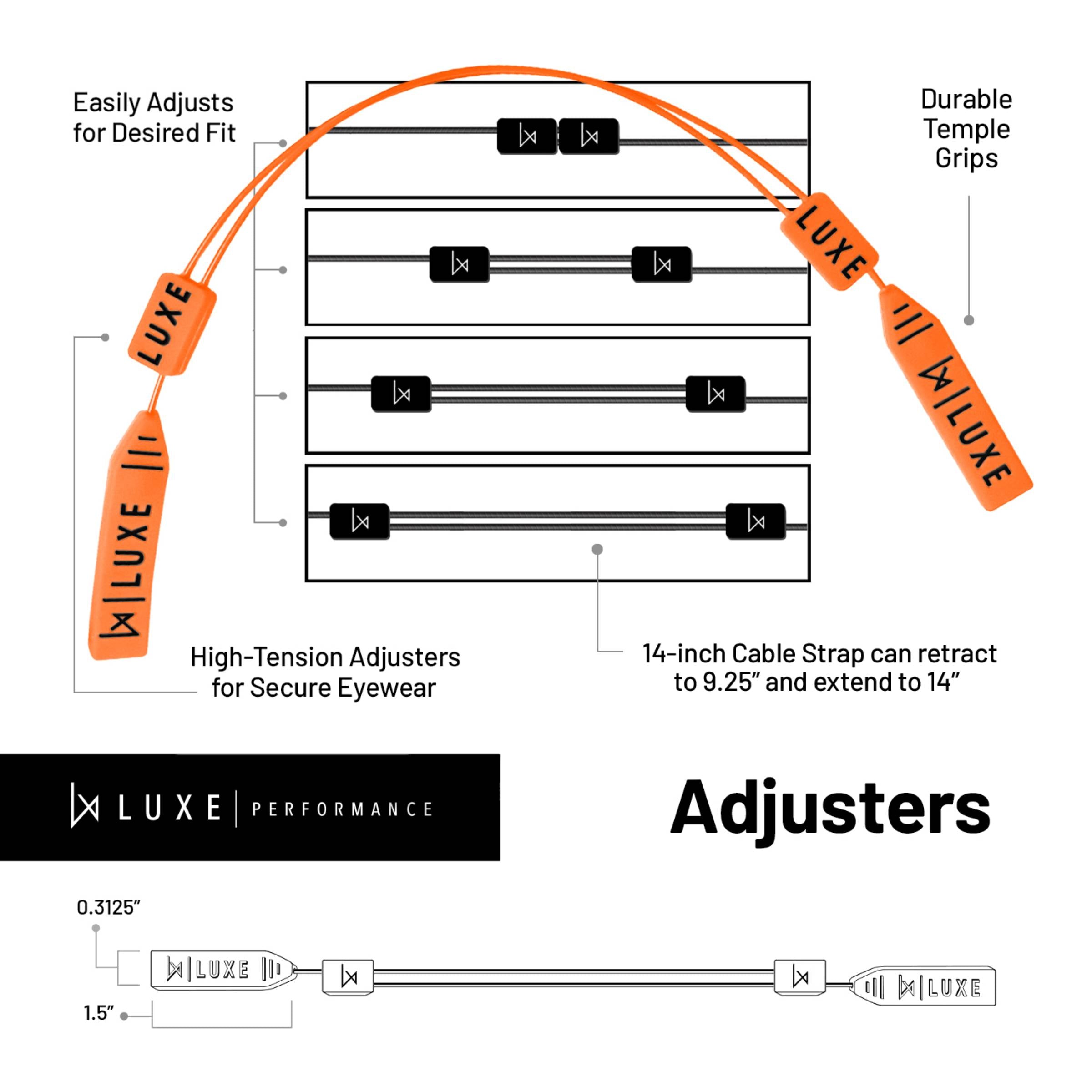 Luxe Performance Eyewear Cable Strap Orange 14"
