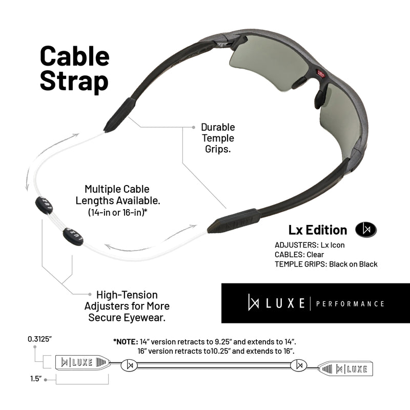 Luxe Performance Eyewear Cable Strap Clear 16"