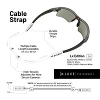 Luxe Performance Eyewear Cable Strap White/Black 14"